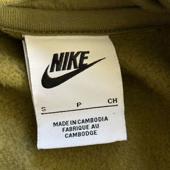 Nike Hoodie Dark Olive AOP Sportswear Club Fleece Embroidered Logo mens small - Picture 3 of 9